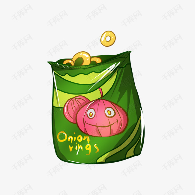 零食洋葱圈卡通插画