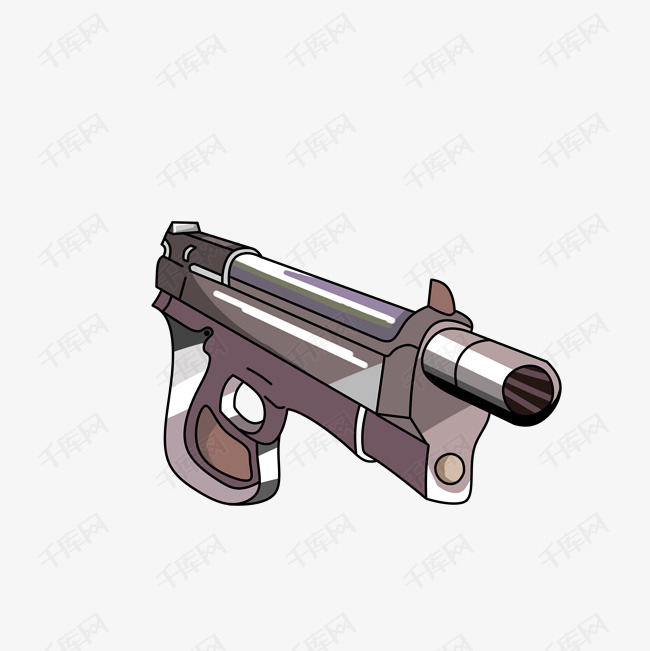 卡通消音手枪插画