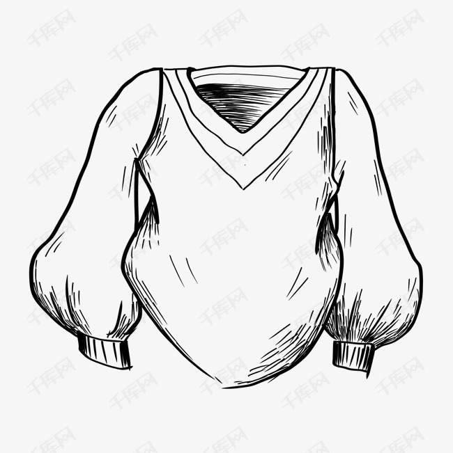 线描灯笼袖上衣插画