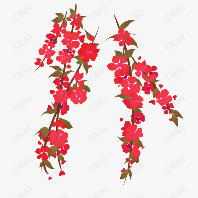 桃红色樱花枝条插图