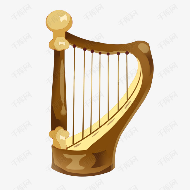 现代乐器箜篌插画