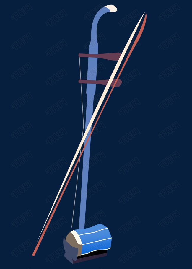 创意蓝色二胡插画