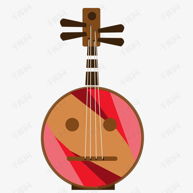 卡通精致的月琴插画