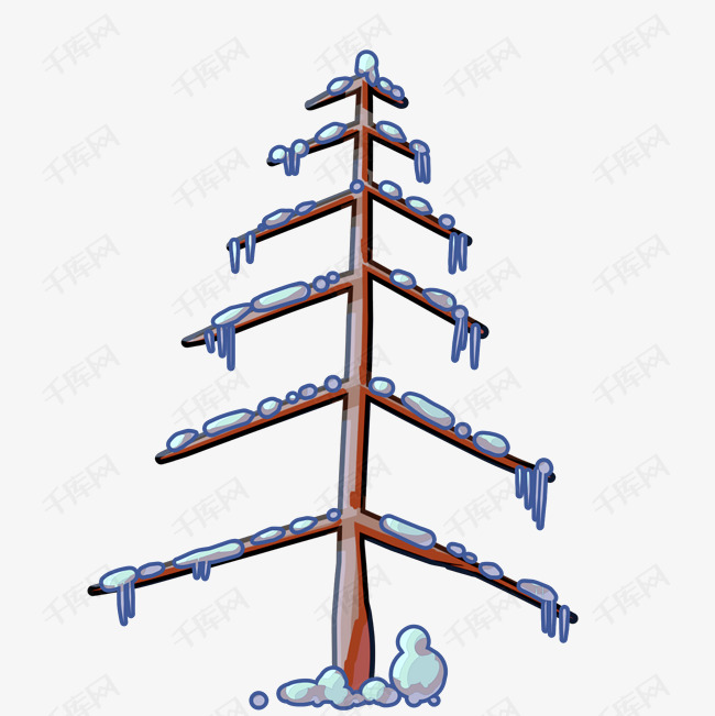 结冰的枝条树木插画