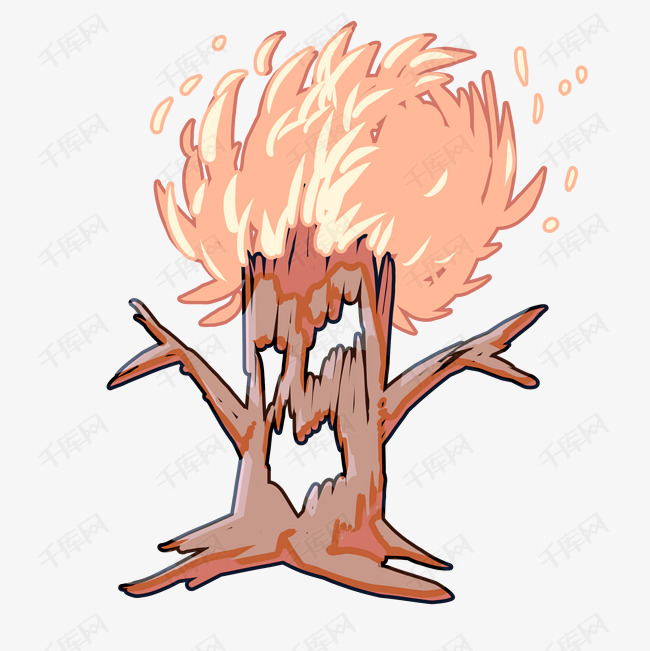 棕色的拟人树木插画