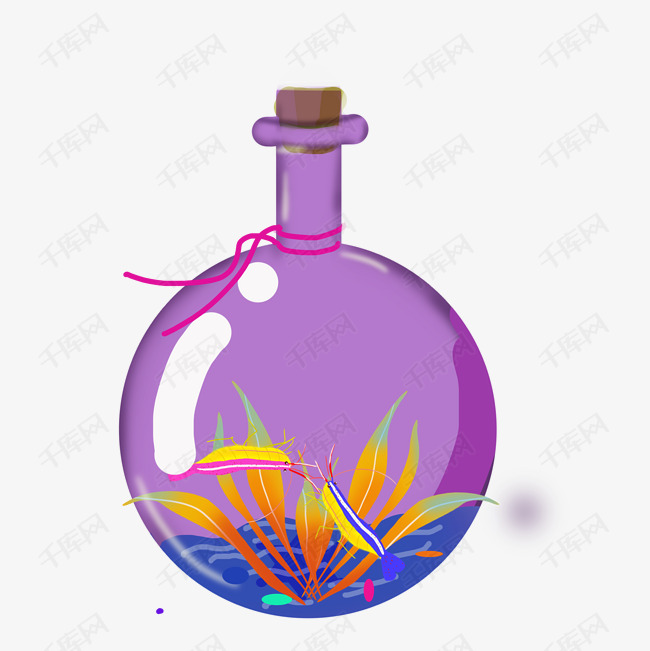 紫色圆形漂流瓶插画