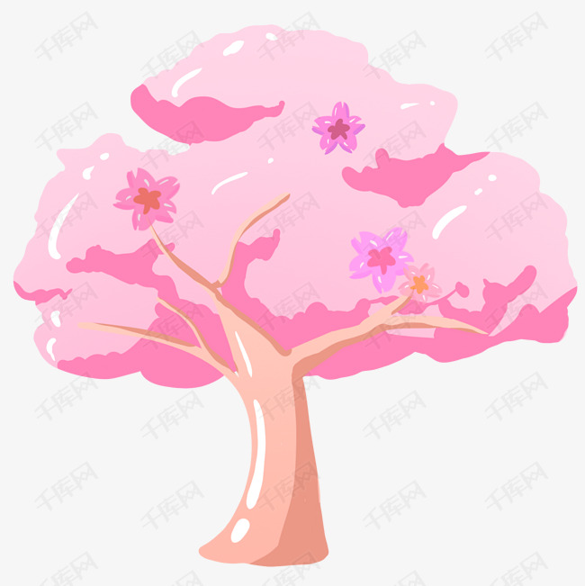 一颗粉色的樱花树