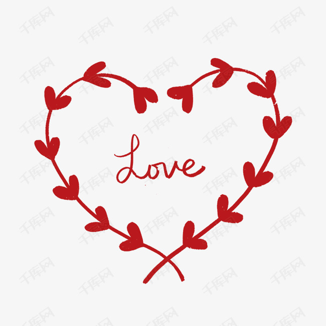 浪漫爱心花环png免抠素材