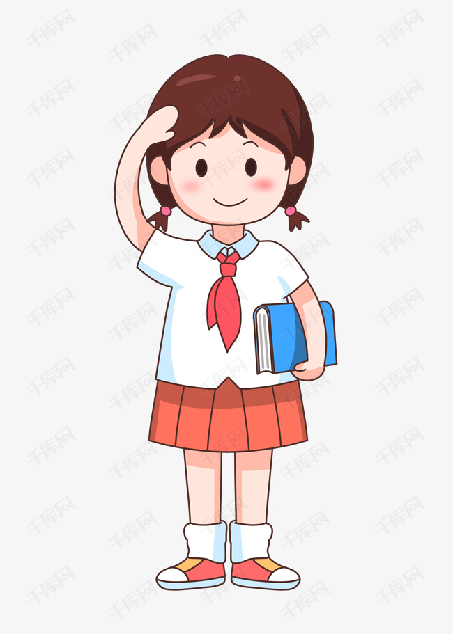 敬礼学生女孩