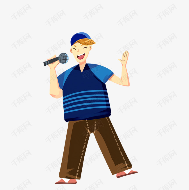 卡通男孩子在唱歌