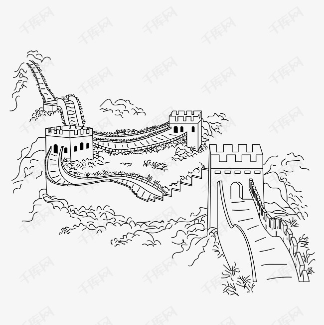 矢量长城建筑剪影