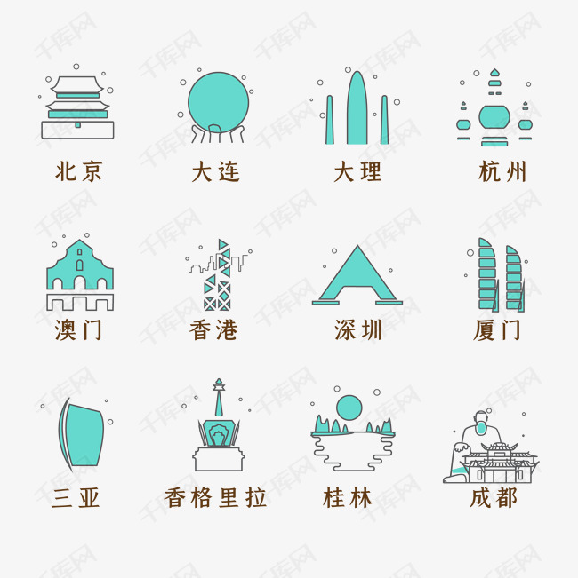 中国各个城市标志图片图片
