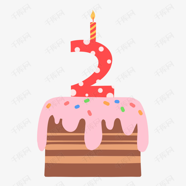 卡通2周岁生日快乐png