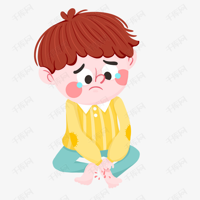 受伤的卡通男孩素材