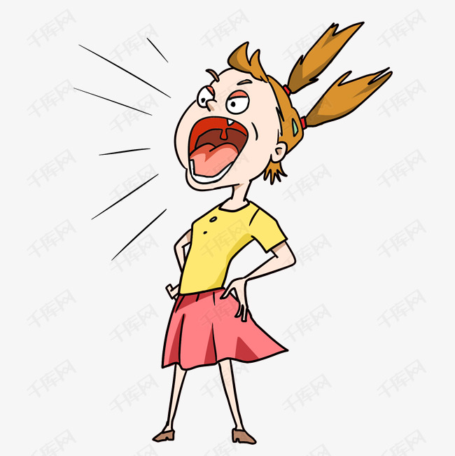 大声呼喊的小女生卡通png素材图片免费下载 大声呼喊卡通图片 双偶网