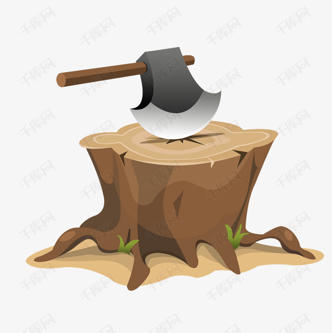 矢量手绘砍树素材