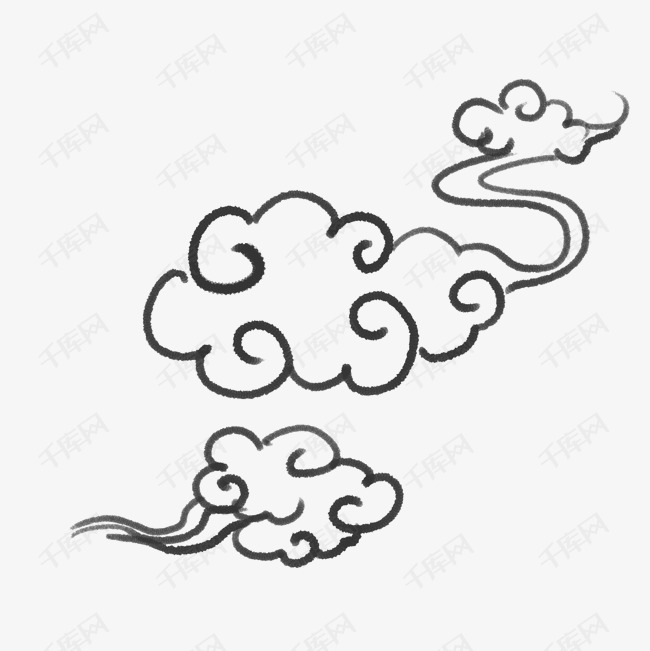 水墨风手绘中国云