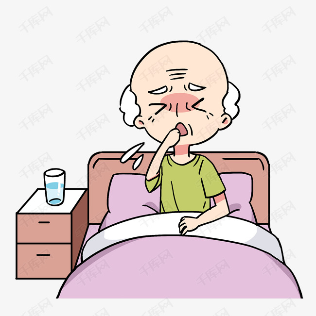 老人咳嗽卡通图片