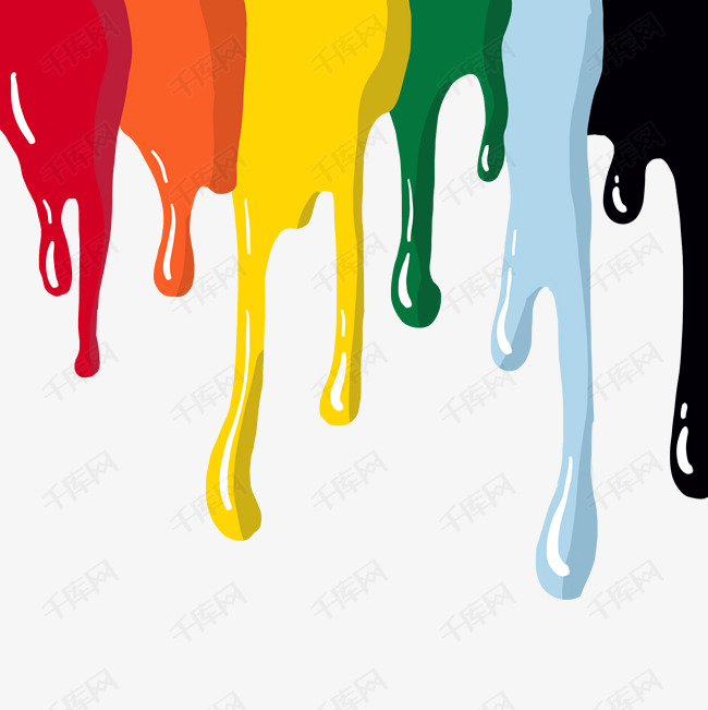 手绘彩色油漆滴落