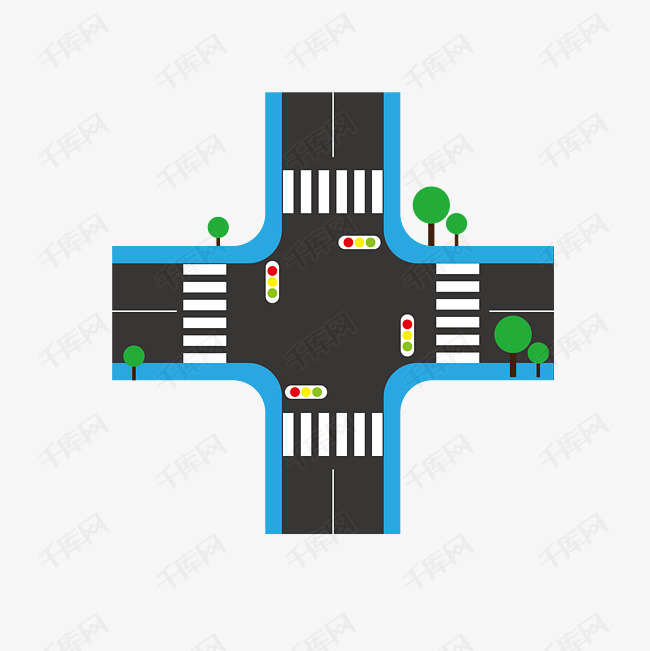 卡通十字路口矢量图下载素材图片免费下载