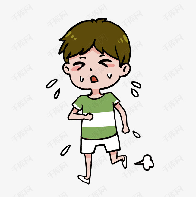 马拉松跑步冒汗的男孩
