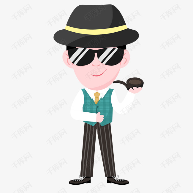 悬疑侦探卡通素材图片免费下载 高清卡通手绘psd 千库网 图片编号