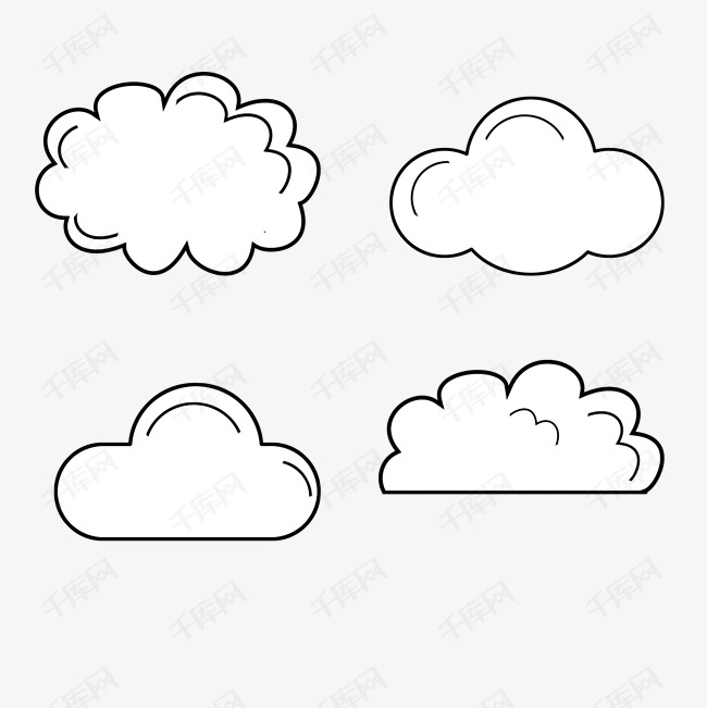黑色线条描绘云朵