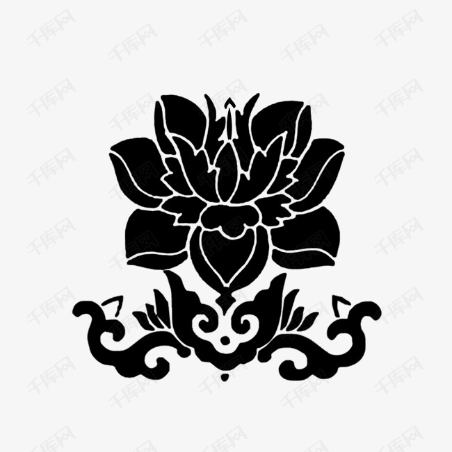黑白莲花座图案