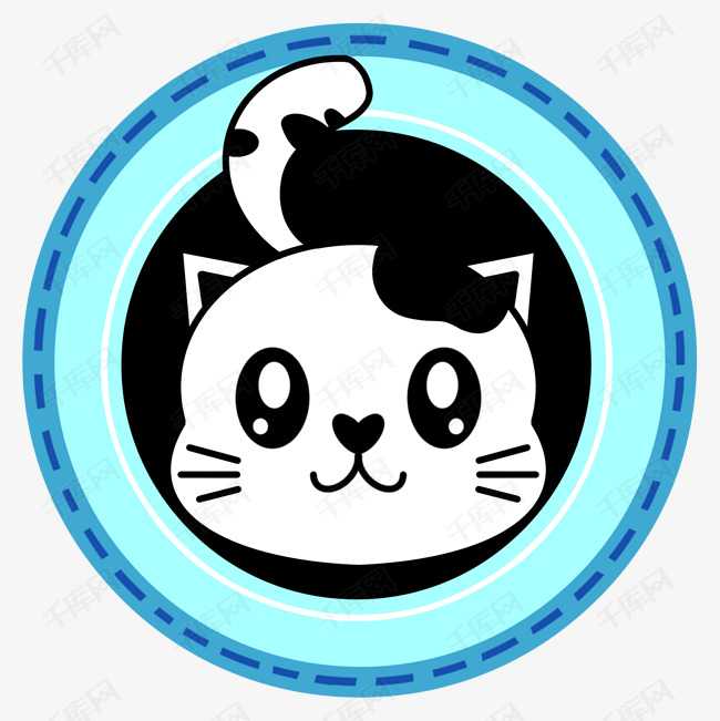 手绘卡通可爱猫头设计图