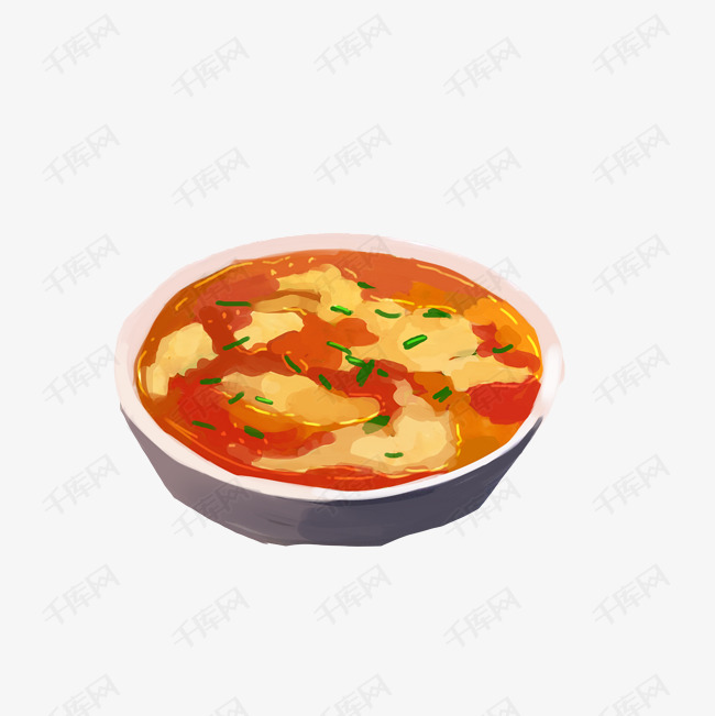 矢量手绘西红柿汤