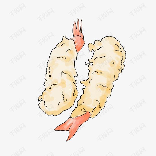 黄色卡通美味天妇罗