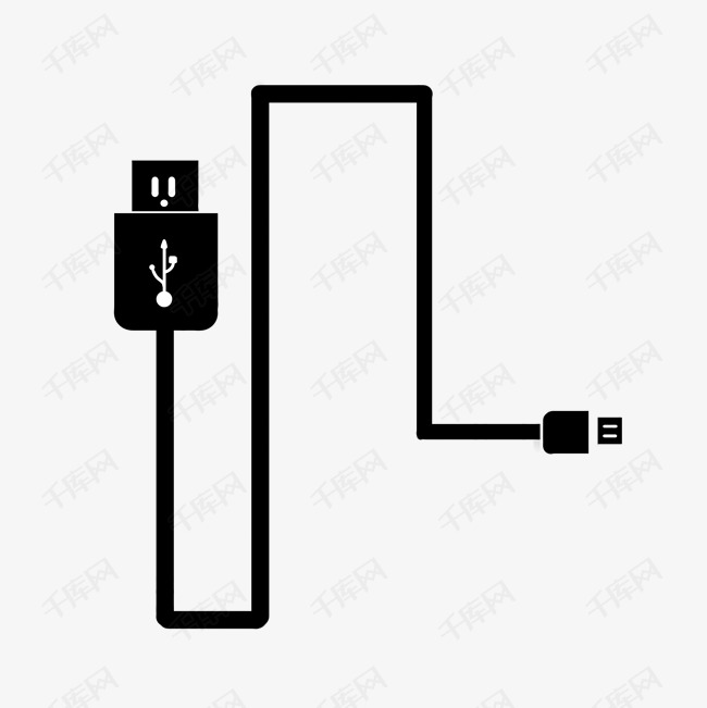 黑色手绘usb数据线