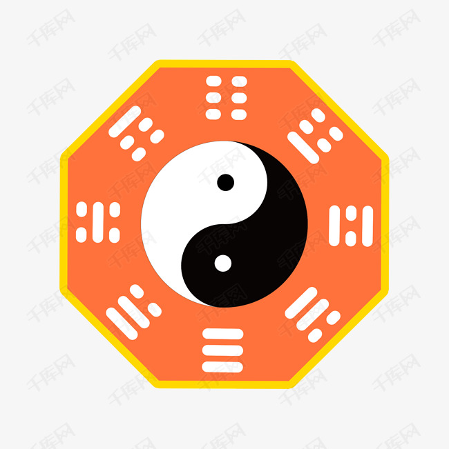 手绘卡通八卦图案