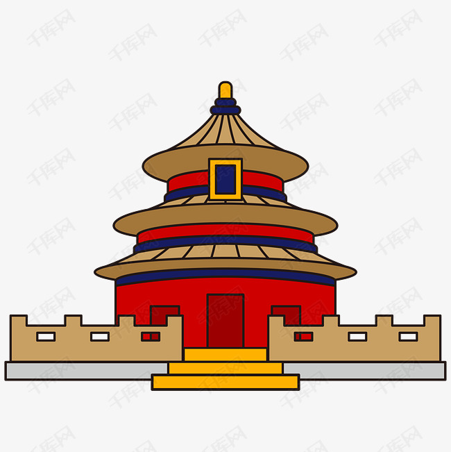 矢量中国天坛庙宇扁平