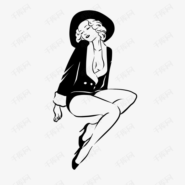 黑色性感欧美女郎素材图片免费下载-千库网