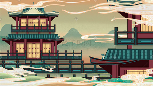 塔楼建筑插画-塔楼建筑配图-千库网