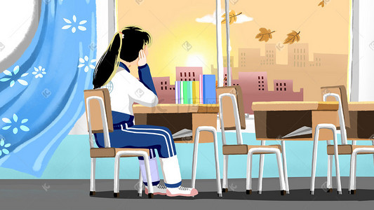 校园生活手绘插画