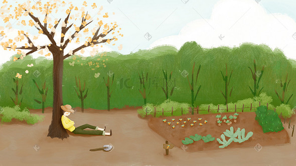 惬意农村生活系列主题插画图片