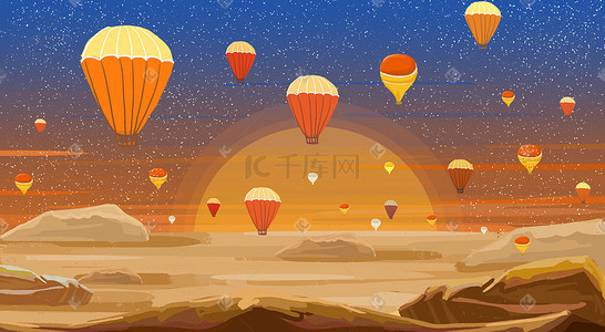 里约热气球热气球插画图片_浪漫热气球风景区