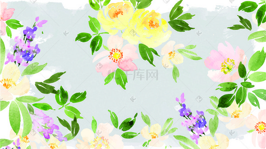 淡蓝色碎花插画图片_小清新碎花背景图