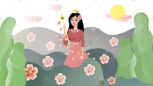 女王节女王节插画图片_女王节女王的花园