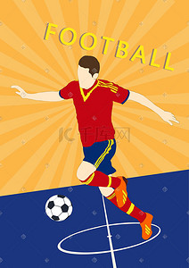 足球赛海报插画图片_世界杯足球赛手绘卡通运动员海报