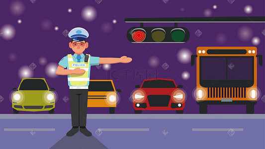 新国标红绿灯插画图片_正在指挥交通的男警察