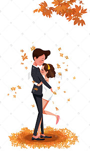 幸福的情侣插画图片_约会中的情侣，轻吻拥抱