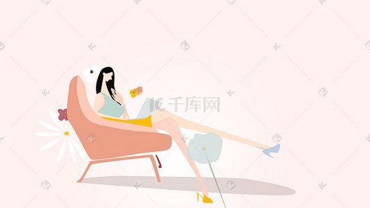 矢量小图插画图片_白领女性小清新文艺矢量背景图