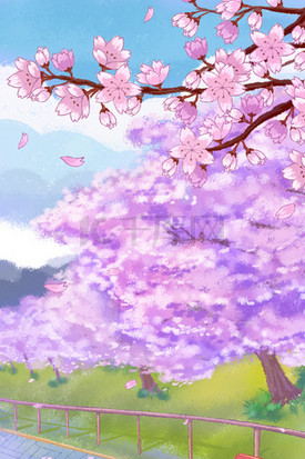 飘落粉色花瓣插画图片_粉红美好灿烂的樱花