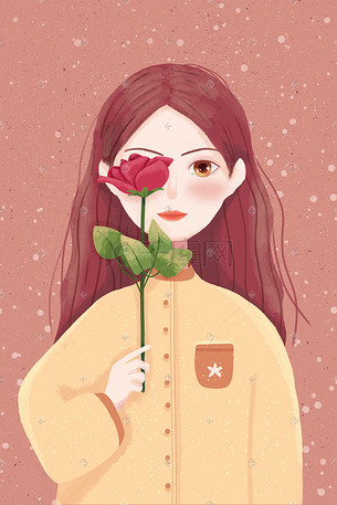 玫瑰花文艺插画-玫瑰花文艺配图-千库网