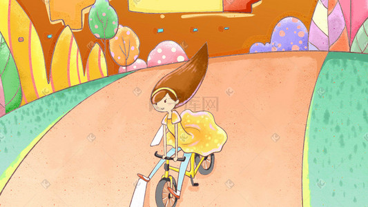 共享单车动插画图片_公共交通共享单车小清新插画