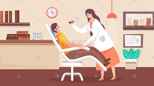 医生护士搞护士插画图片_牙科医生医务室爱护牙齿健康医疗横幅配图科普