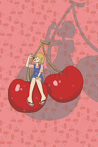 插图水果插画图片_红色创意水果樱桃卡通插图